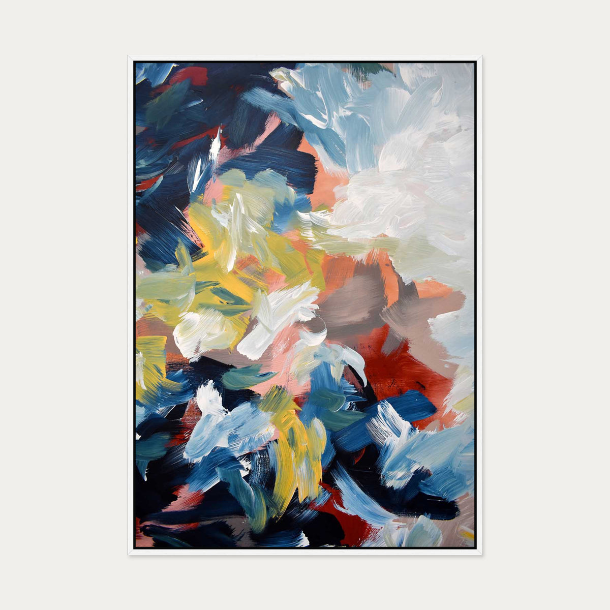 Abstract 450 Canvas Art — 70 x 100 cm — White Frame