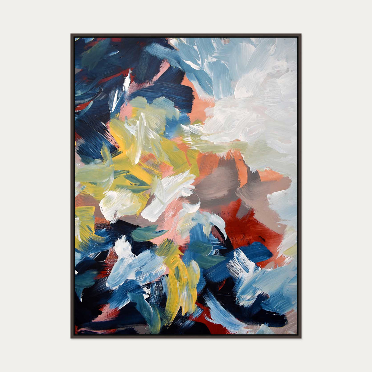 Abstract 450 Canvas Art — 90 x 120 cm — Brown Frame