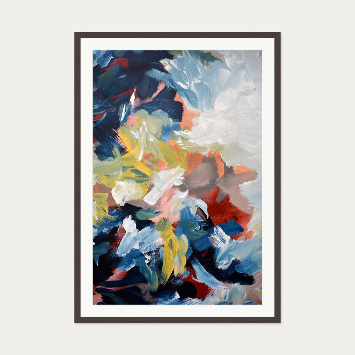 Abstract 450 Art Print — 70 x 100 cm — Brown Frame