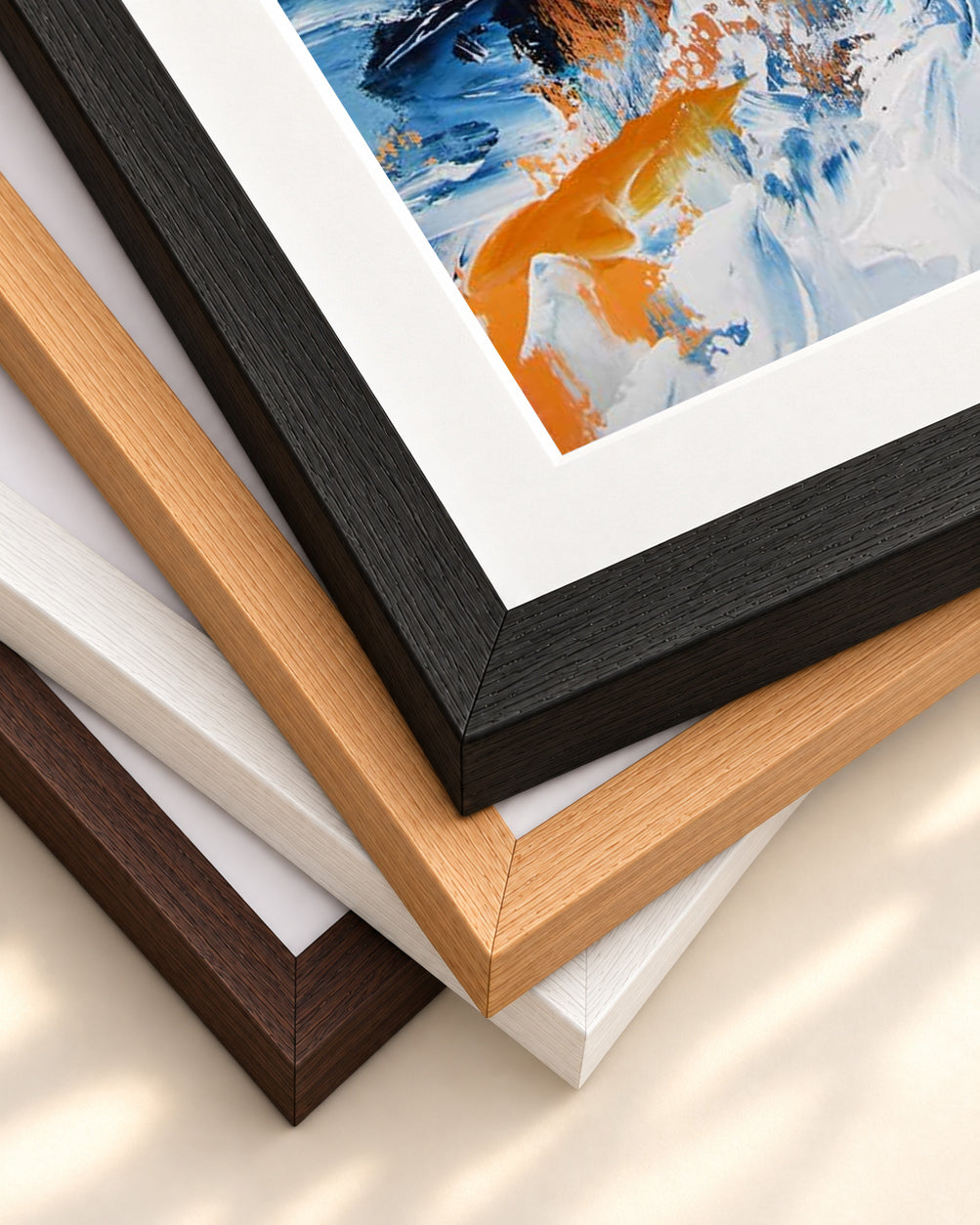 Abstract 453 Art Print — framed print corner with 5 cm mount and bevel