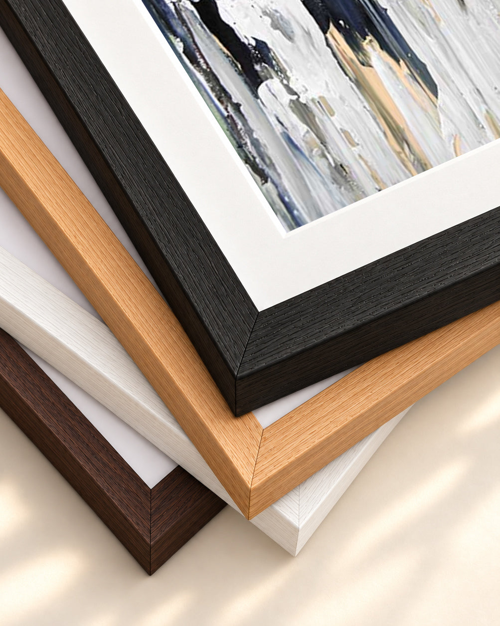 Abstract 455 Art Print — framed print corner with 5 cm mount and bevel