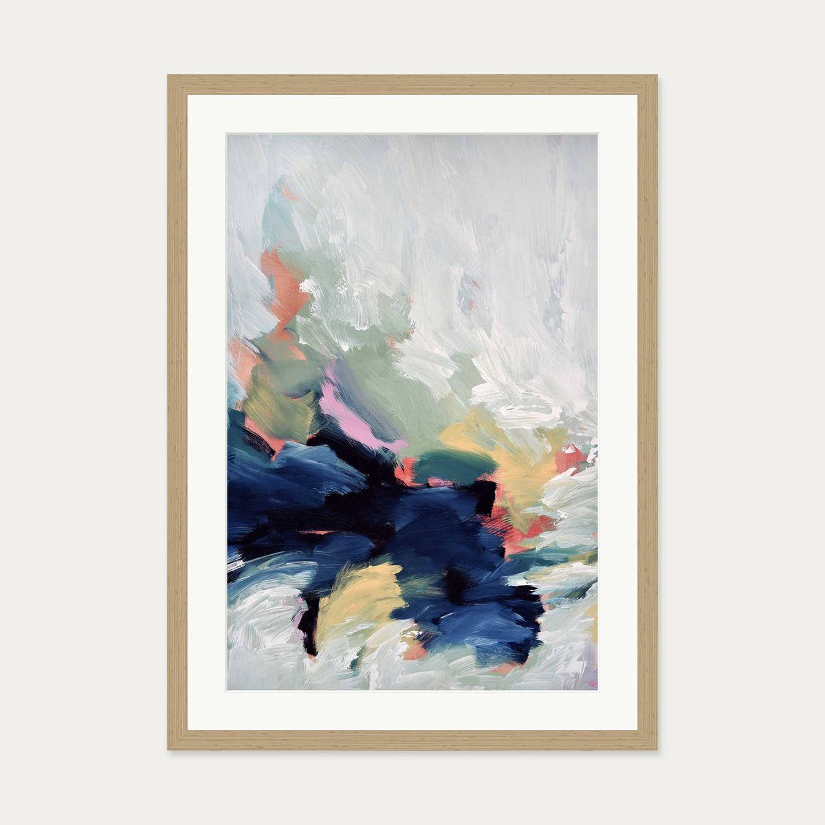 Abstract 466 Art Print — 50 x 70 cm — Oak Frame