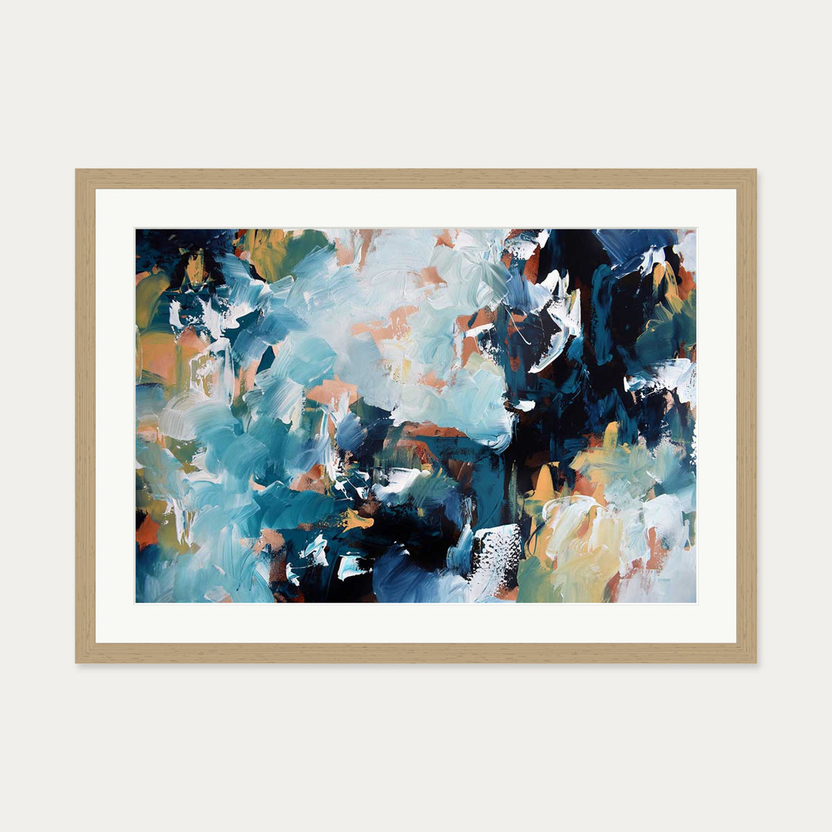 Abstract 472 Art Print — 50 x 70 cm — Oak Frame