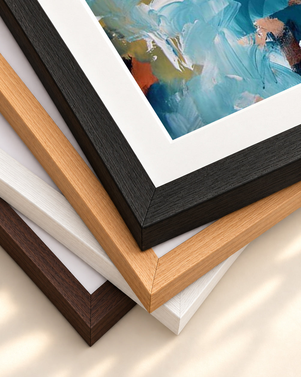 Abstract 472 Art Print — framed print corner with 5 cm mount and bevel
