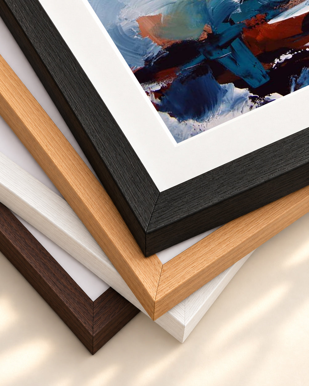 Abstract 473 Art Print — framed print corner with 5 cm mount and bevel