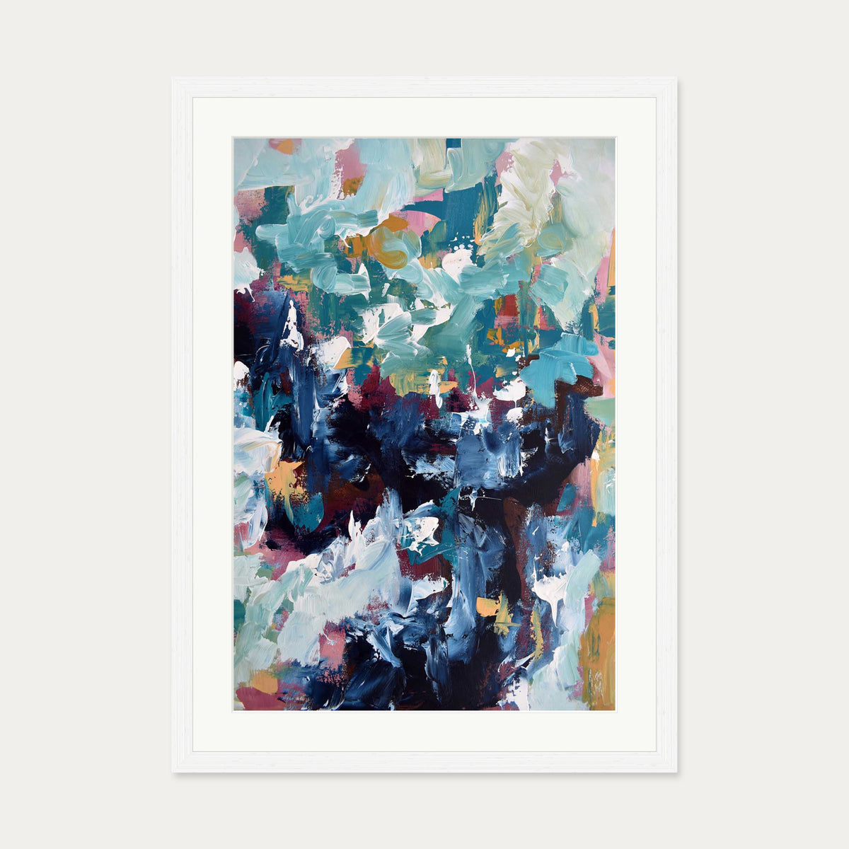 Abstract 474 Art Print — 50 x 70 cm — White Frame