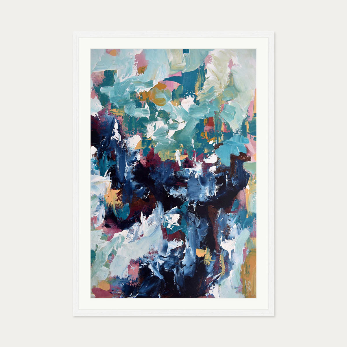 Abstract 474 Art Print — 70 x 100 cm — White Frame