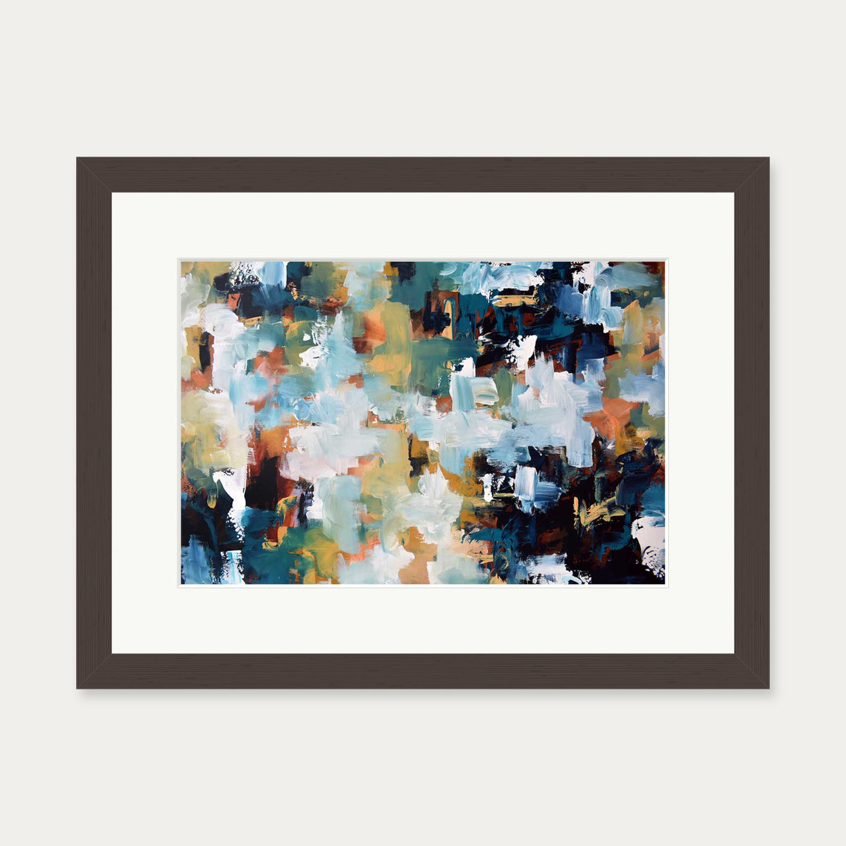 Abstract 475 Art Print — 30 x 40 cm — Brown Frame