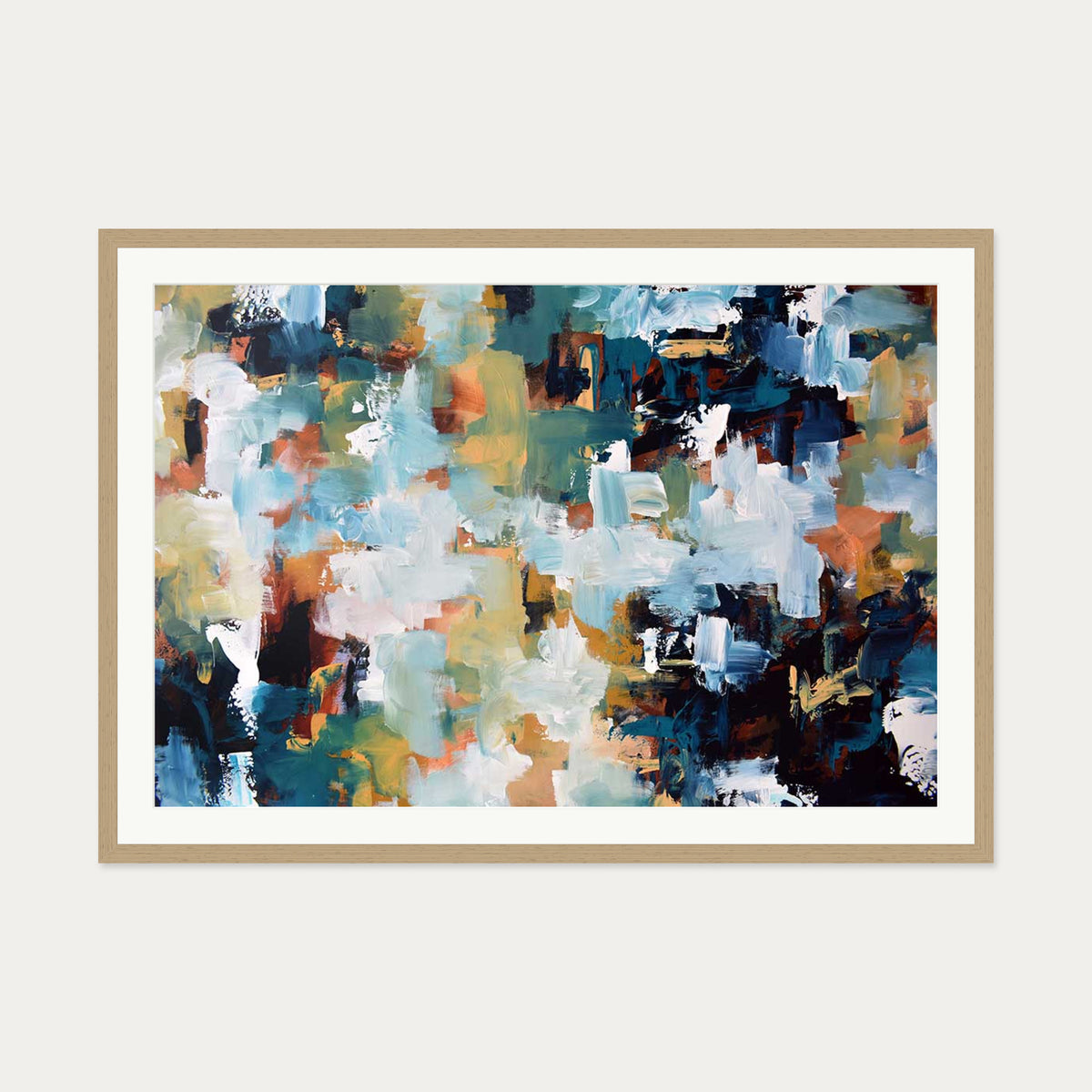 Abstract 475 Art Print — 70 x 100 cm — Oak Frame