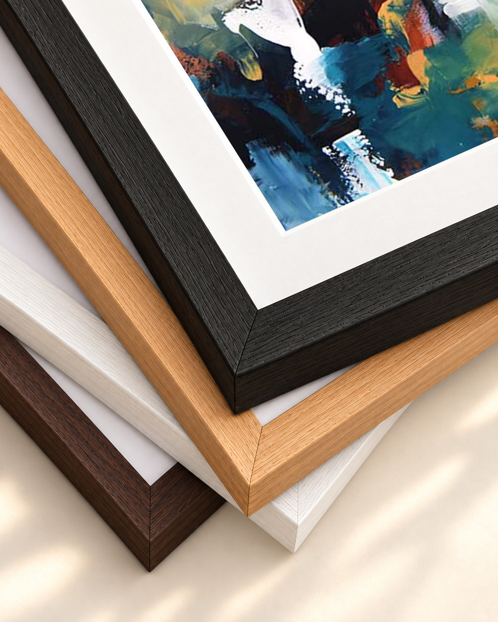 Abstract 475 Art Print — framed print corner with 5 cm mount and bevel