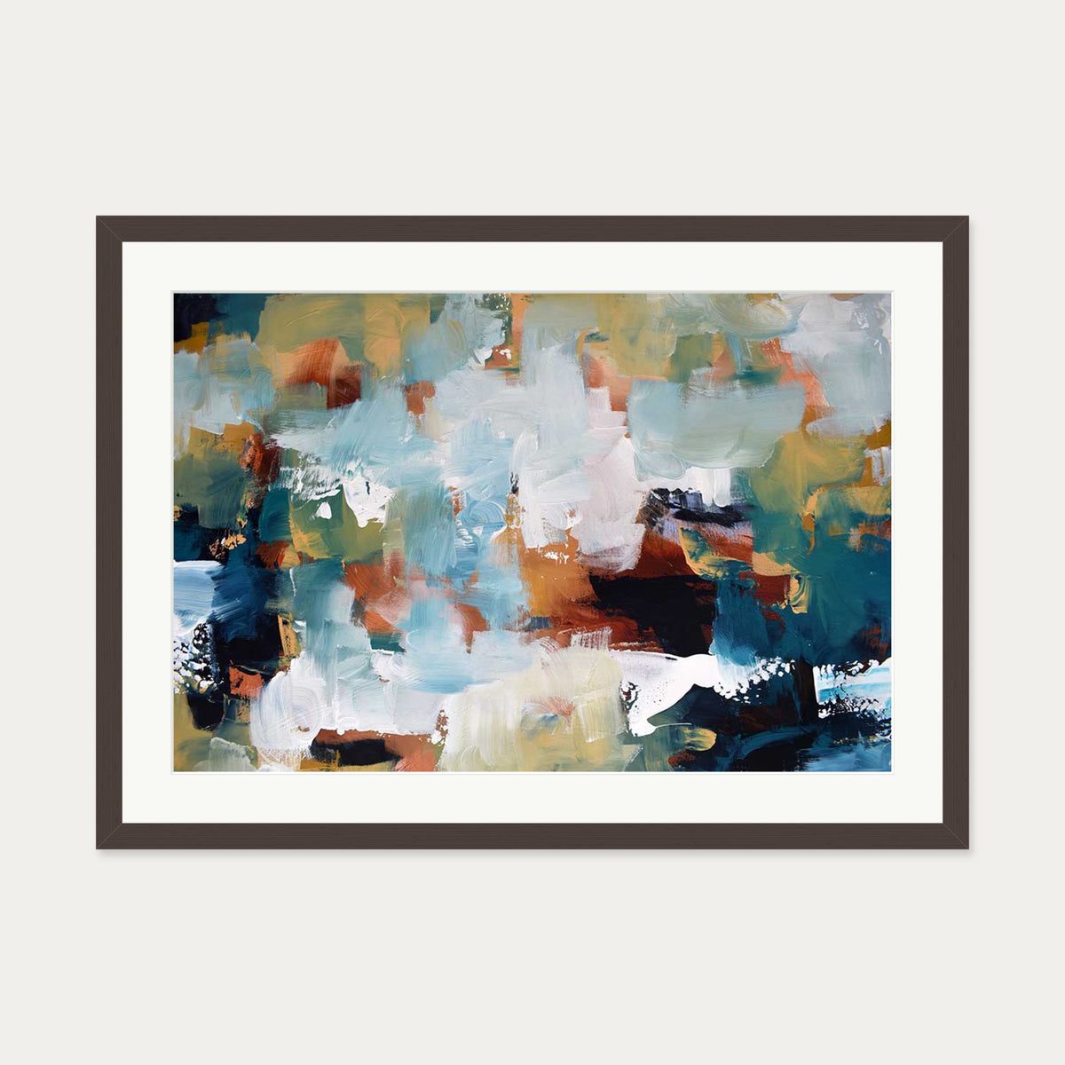 Abstract 476 Art Print — 50 x 70 cm — Brown Frame