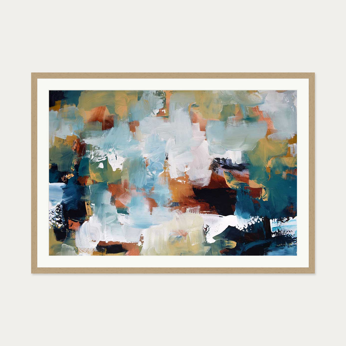 Abstract 476 Art Print — 70 x 100 cm — Oak Frame