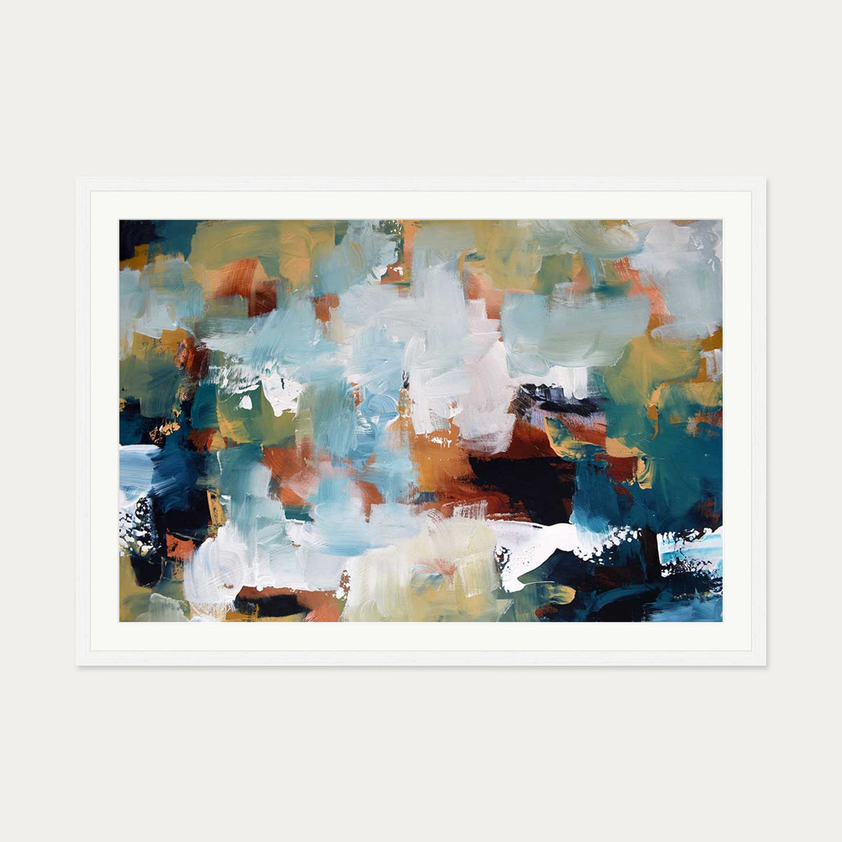 Abstract 476 Art Print — 70 x 100 cm — White Frame