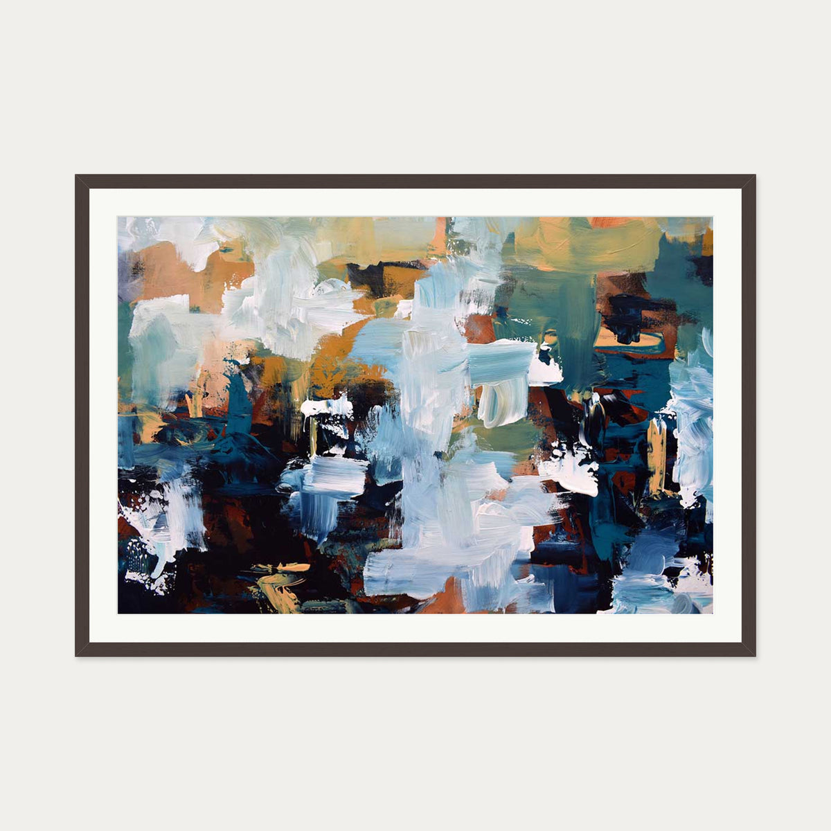 Abstract 477 Art Print — 70 x 100 cm — Brown Frame