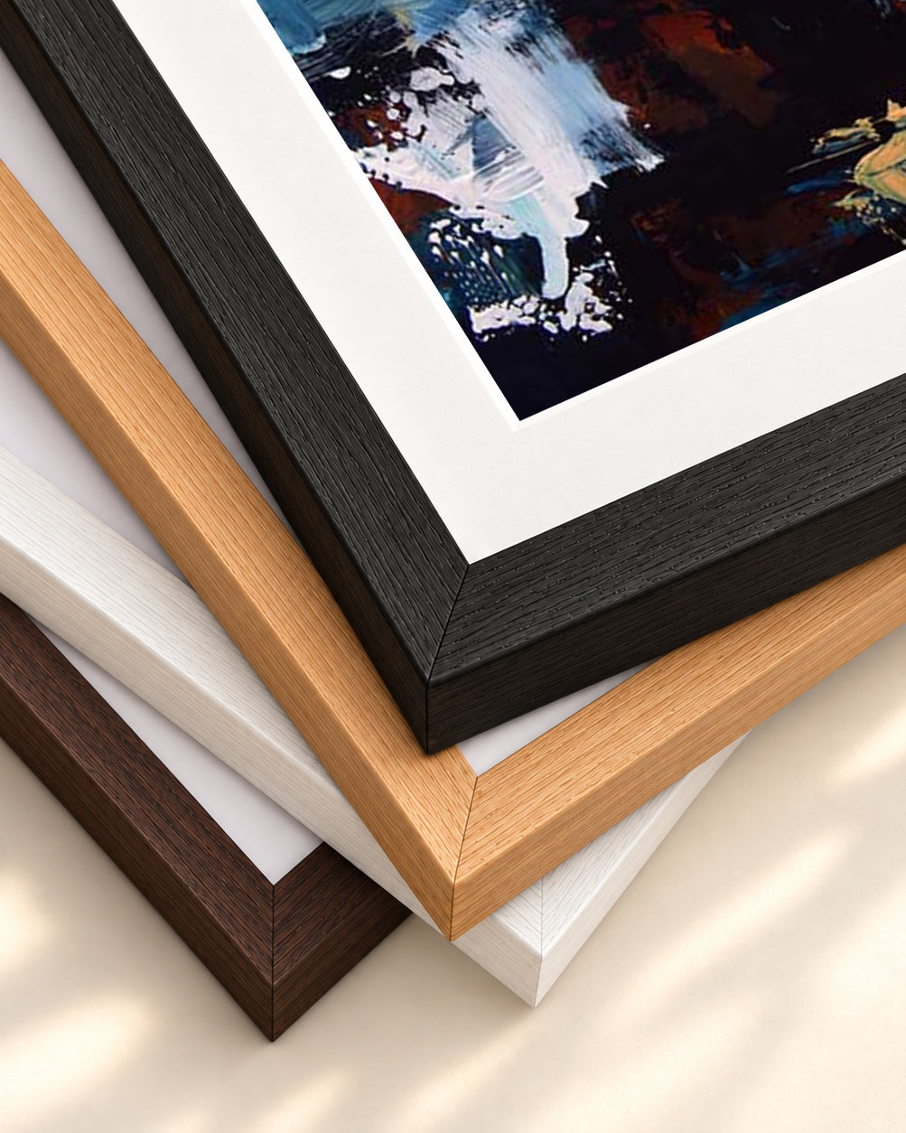 Abstract 477 Art Print — framed print corner with 5 cm mount and bevel