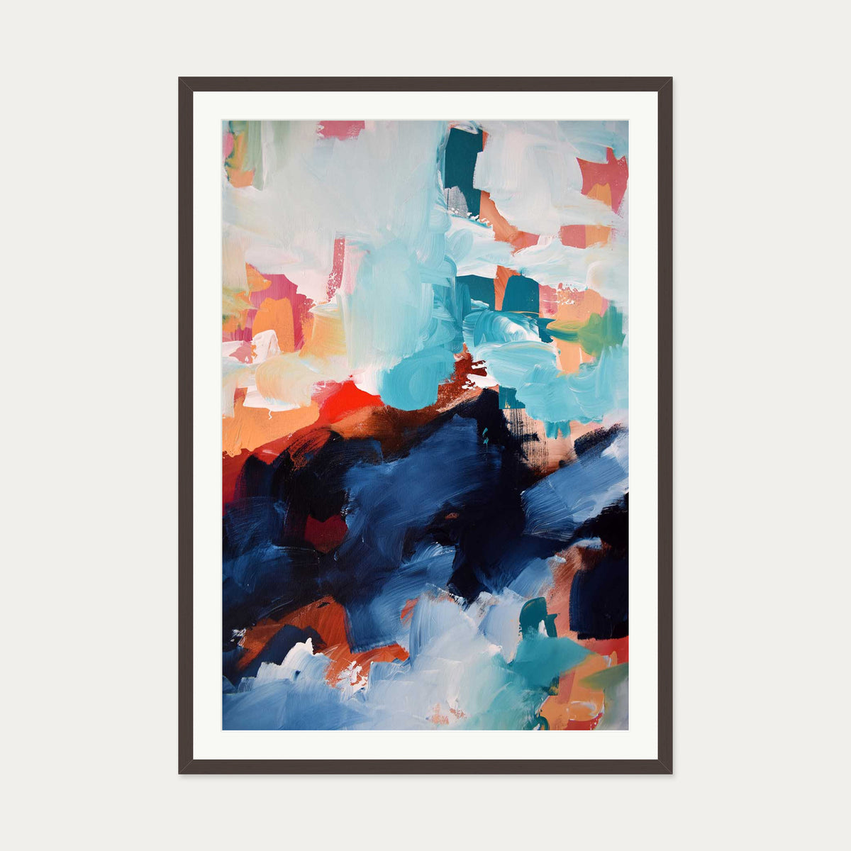 Abstract 478 Art Print — 70 x 100 cm — Brown Frame