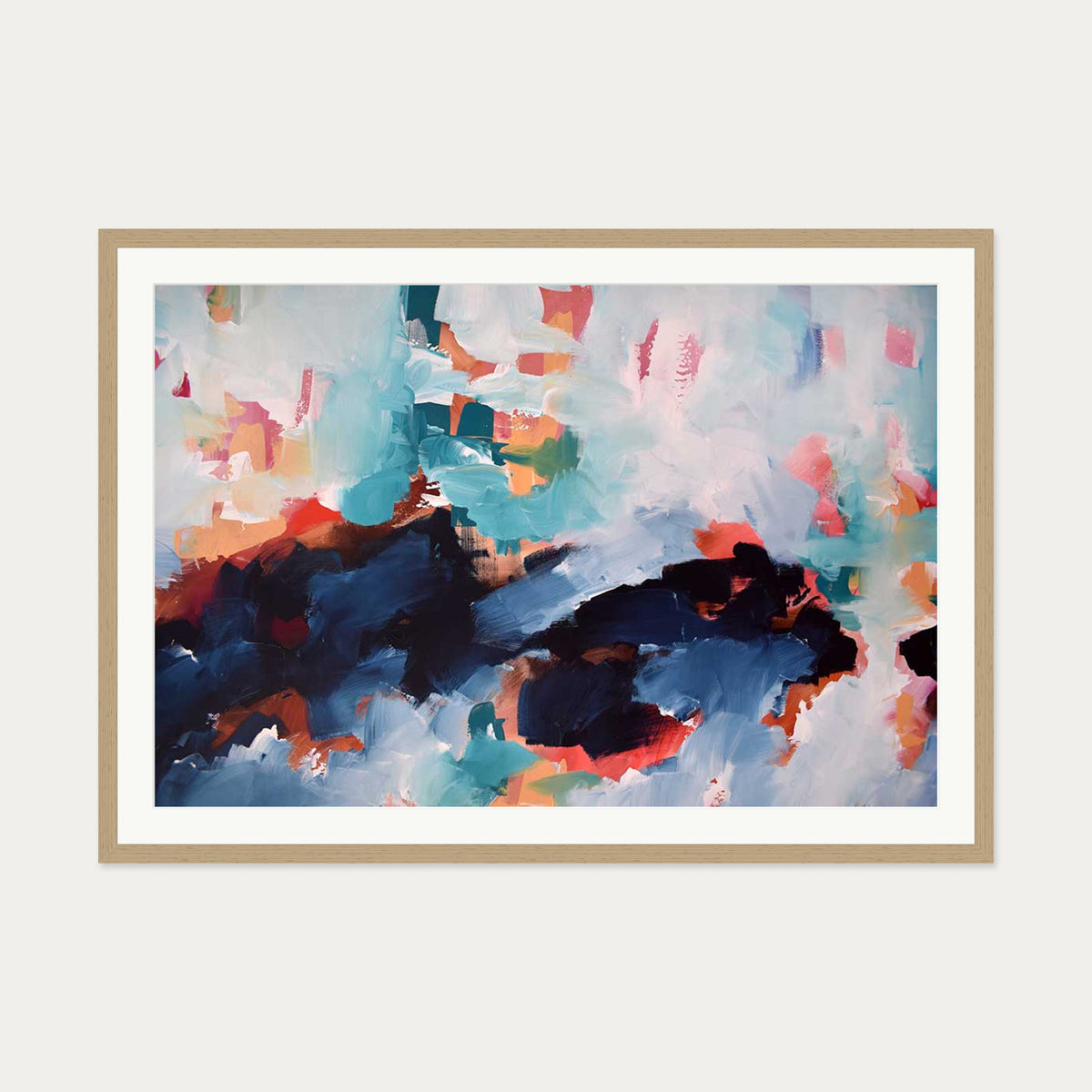 Abstract 479 Art Print — 70 x 100 cm — Oak Frame