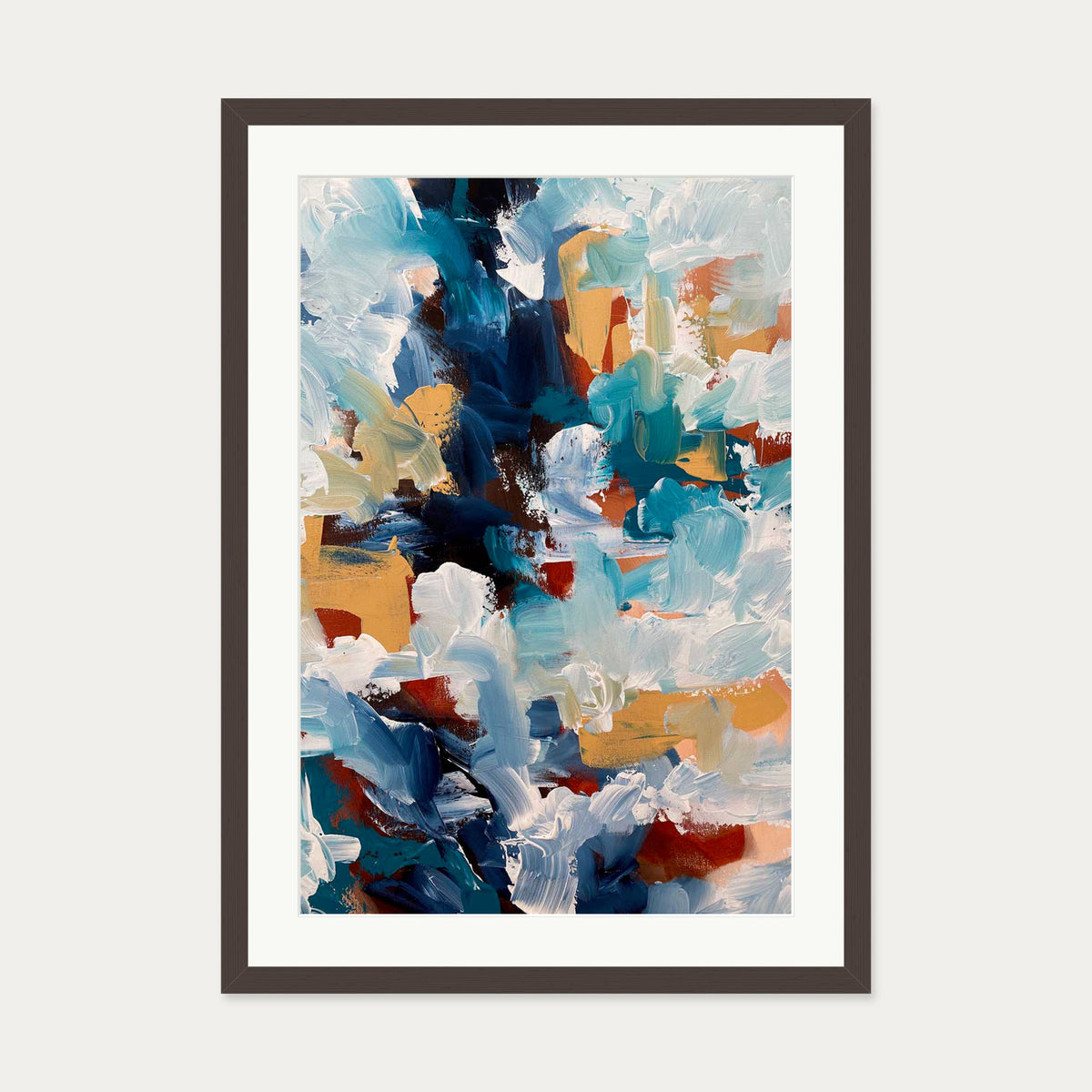 Abstract 480 Art Print — 50 x 70 cm — Brown Frame