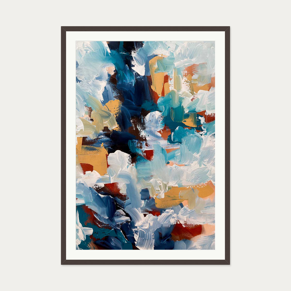 Abstract 480 Art Print — 70 x 100 cm — Brown Frame