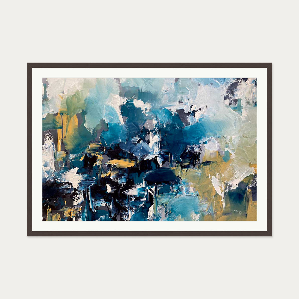 Abstract 481 Art Print — 70 x 100 cm — Brown Frame