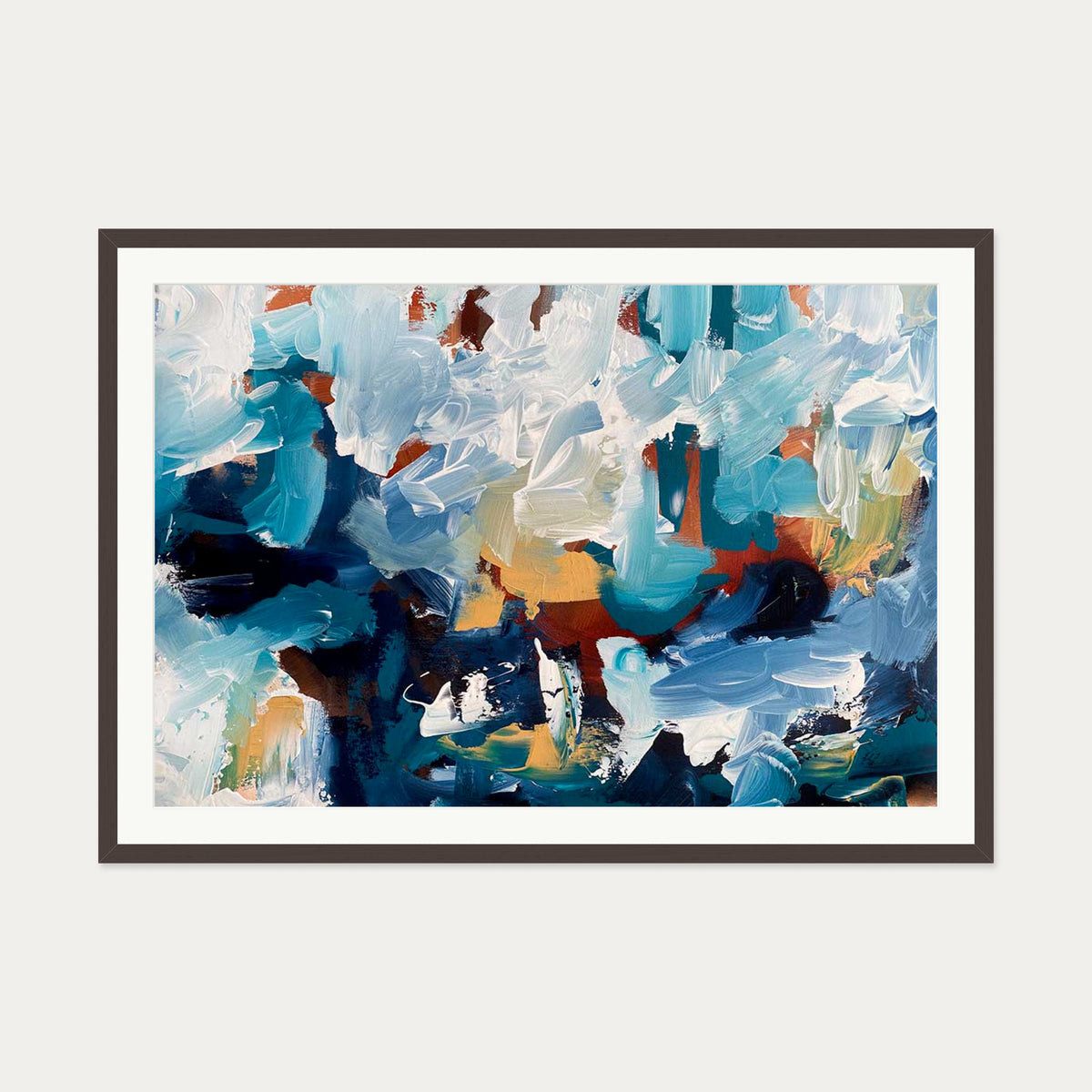 Abstract 483 Art Print — 70 x 100 cm — Brown Frame
