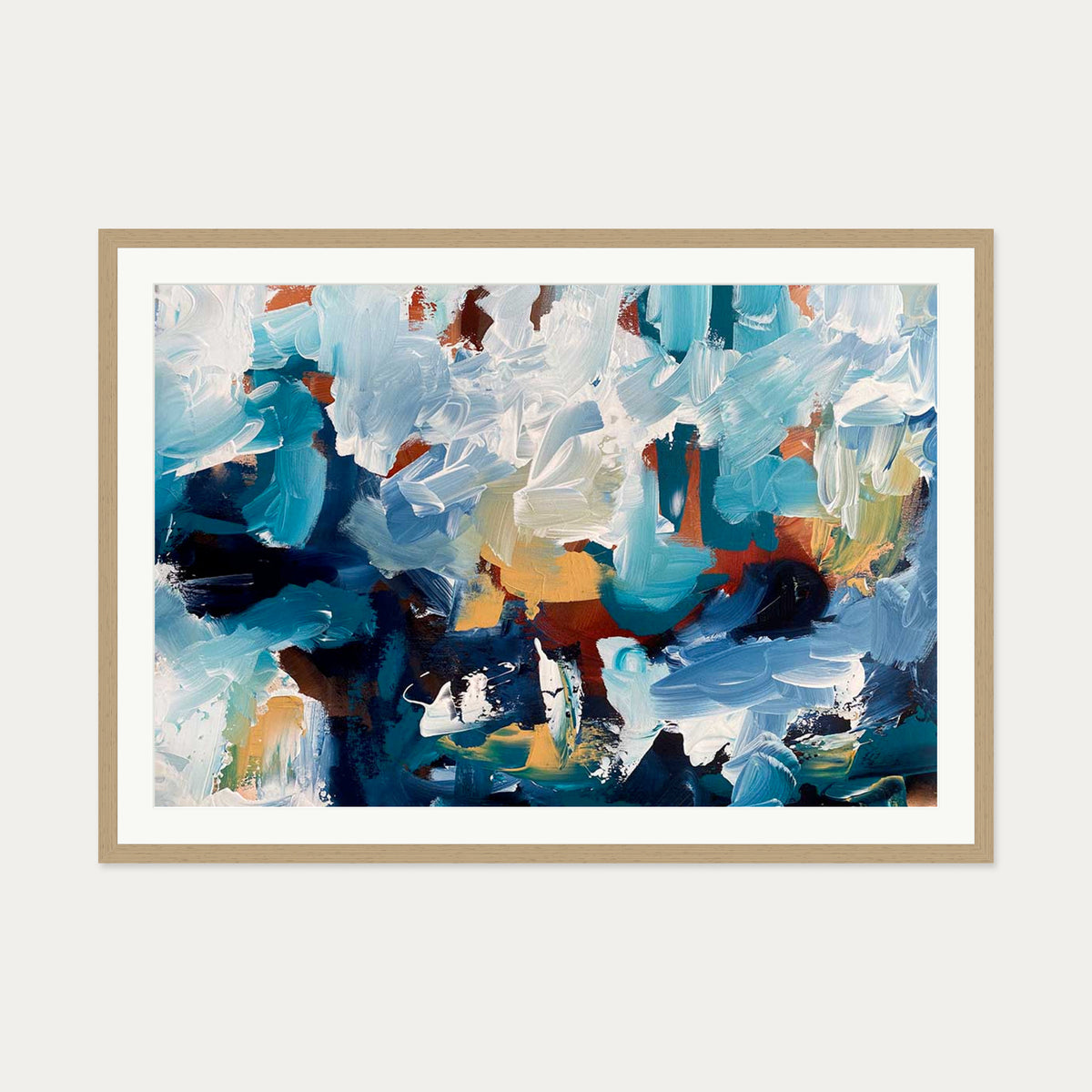 Abstract 483 Art Print — 70 x 100 cm — Oak Frame