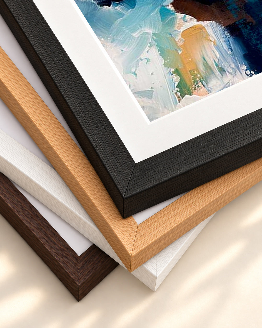 Abstract 483 Art Print — framed print corner with 5 cm mount and bevel