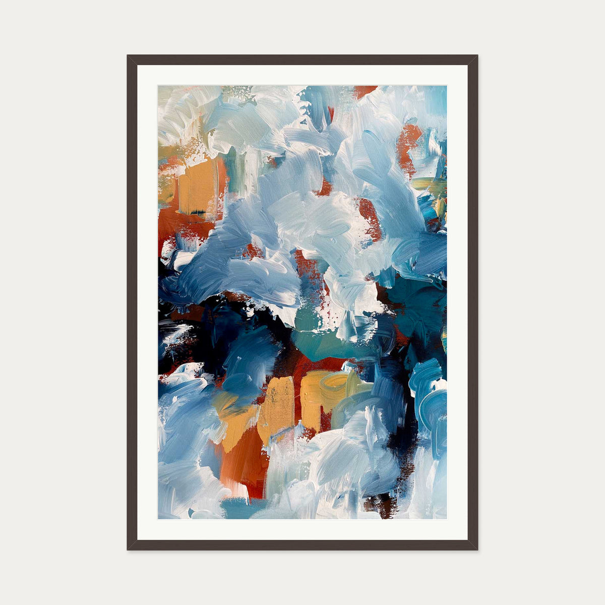 Abstract 484 Art Print — 70 x 100 cm — Brown Frame