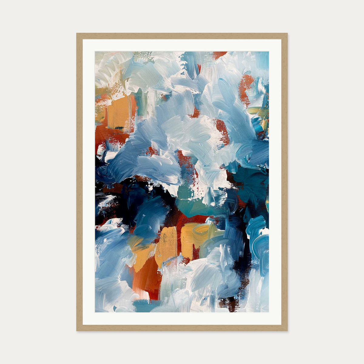 Abstract 484 Art Print — 70 x 100 cm — Oak Frame