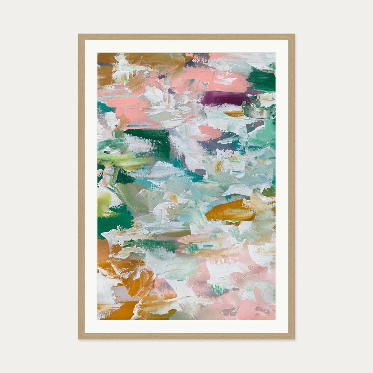 Abstract 485 Art Print — 70 x 100 cm — Oak Frame