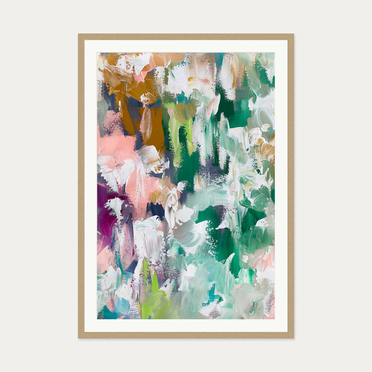 Abstract 486 Art Print — 70 x 100 cm — Oak Frame