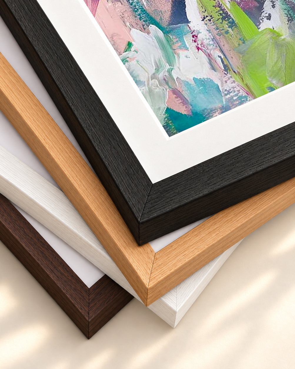 Abstract 486 Art Print — framed print corner with 5 cm mount and bevel