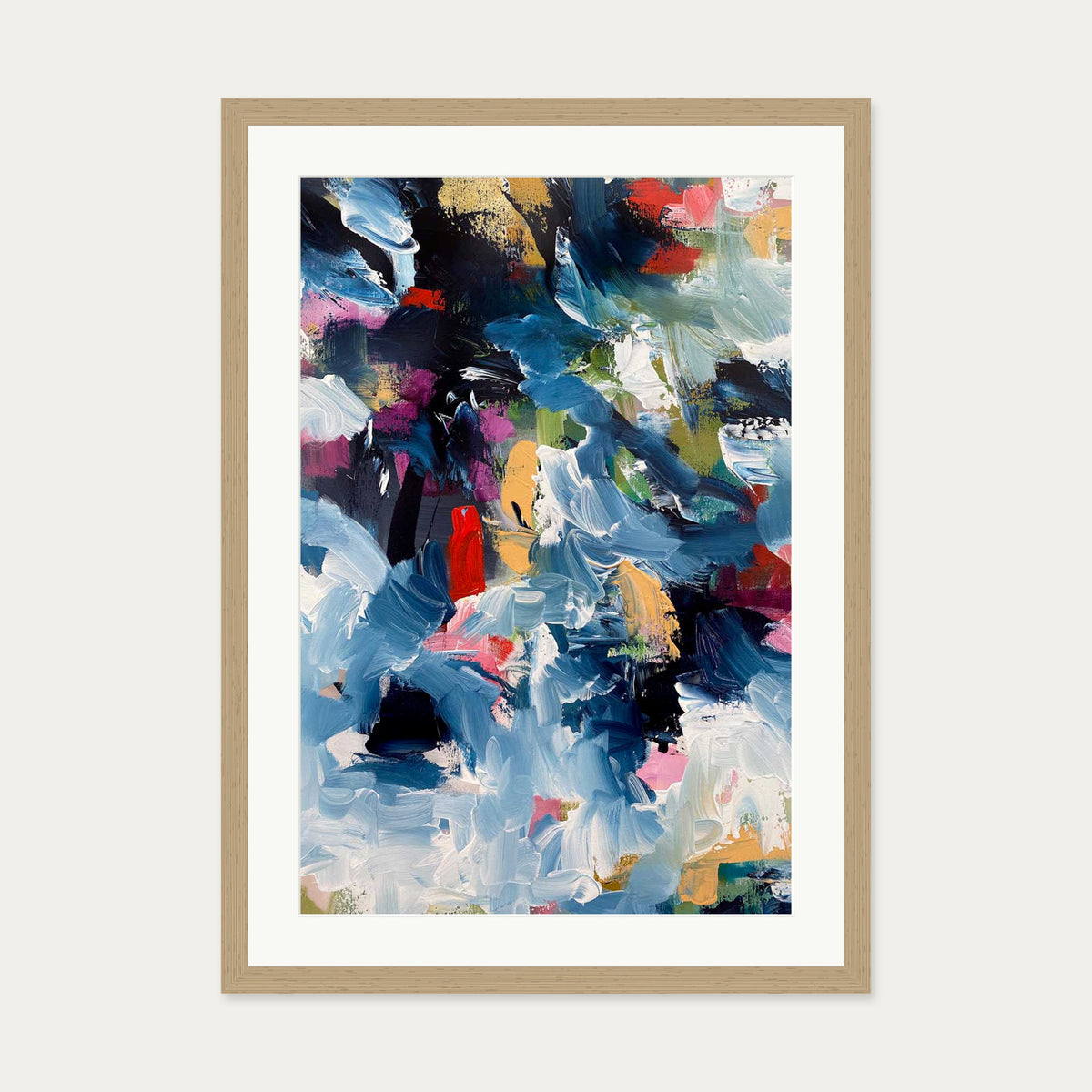 Abstract 487 Art Print — 50 x 70 cm — Oak Frame