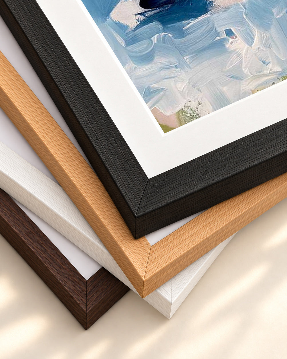 Abstract 487 Art Print — framed print corner with 5 cm mount and bevel