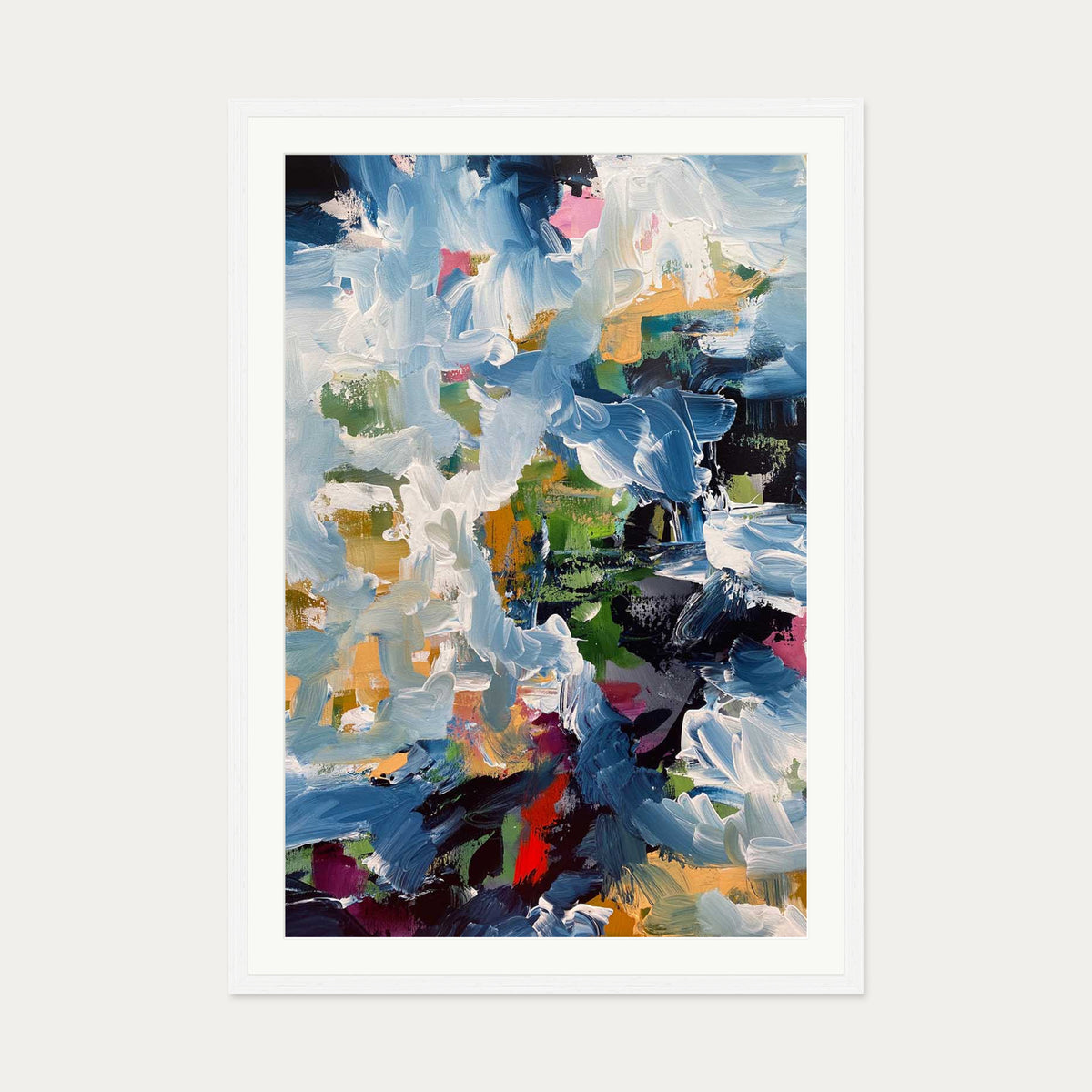 Abstract 488 Art Print — 70 x 100 cm — White Frame