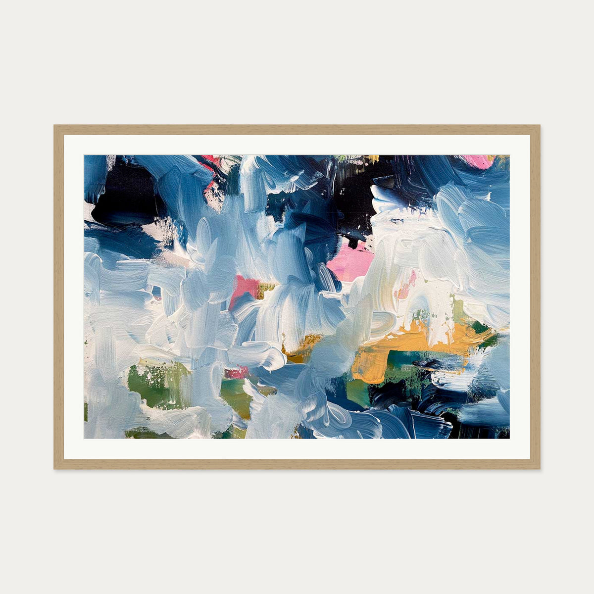 Abstract 489 Art Print — 70 x 100 cm — Oak Frame
