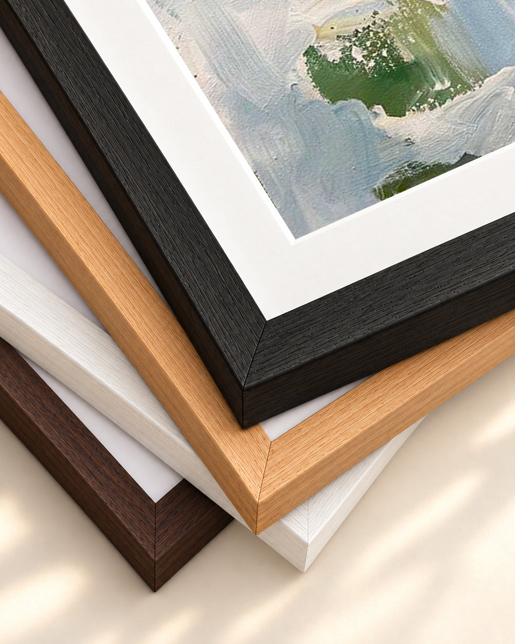 Abstract 489 Art Print — framed print corner with 5 cm mount and bevel