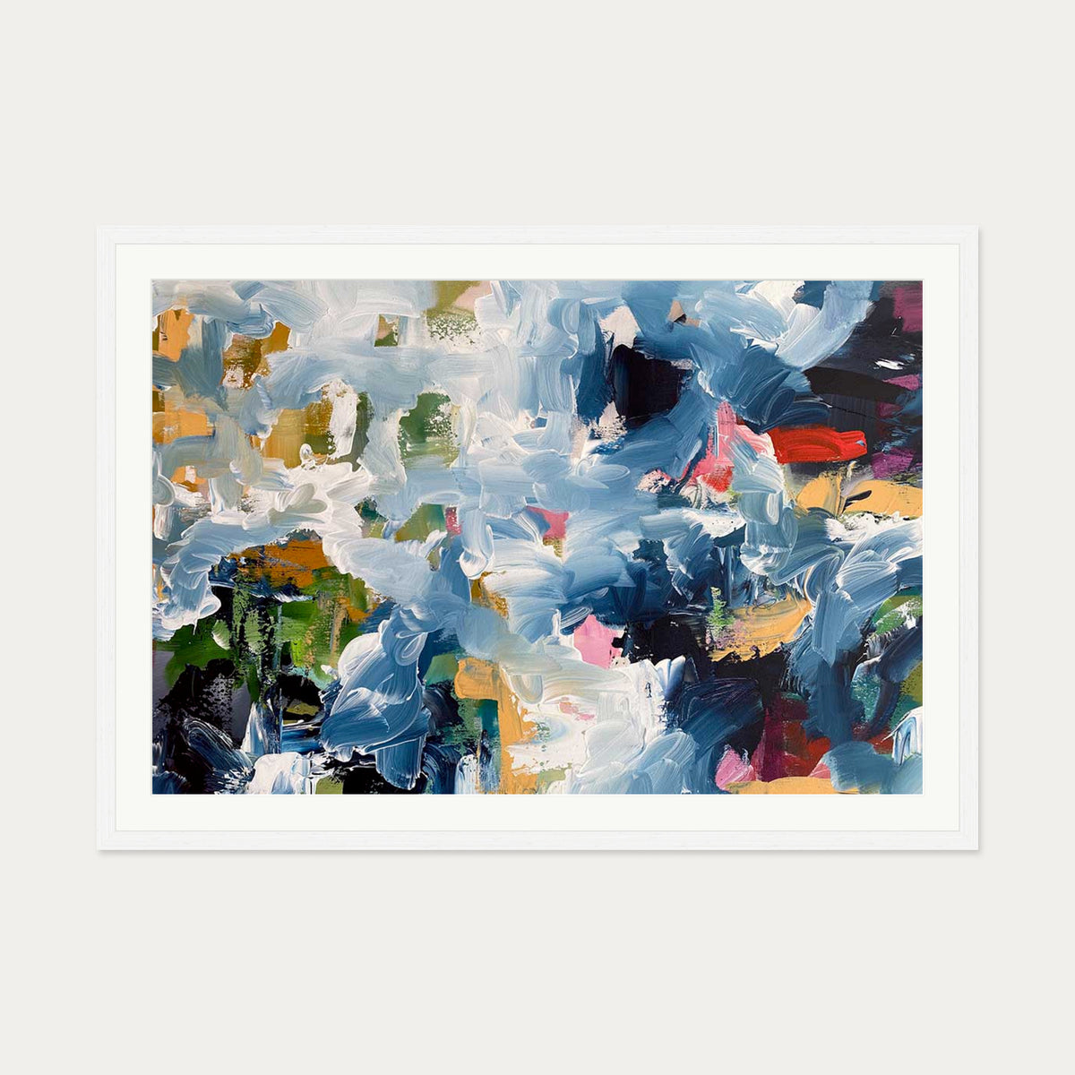 Abstract 493 Art Print — 70 x 100 cm — White Frame
