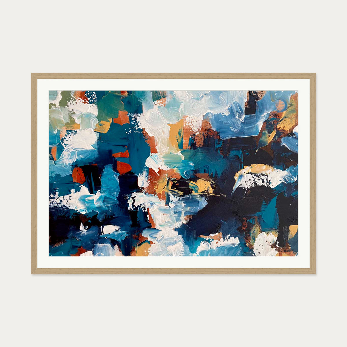 Abstract 494 Art Print — 70 x 100 cm — Oak Frame