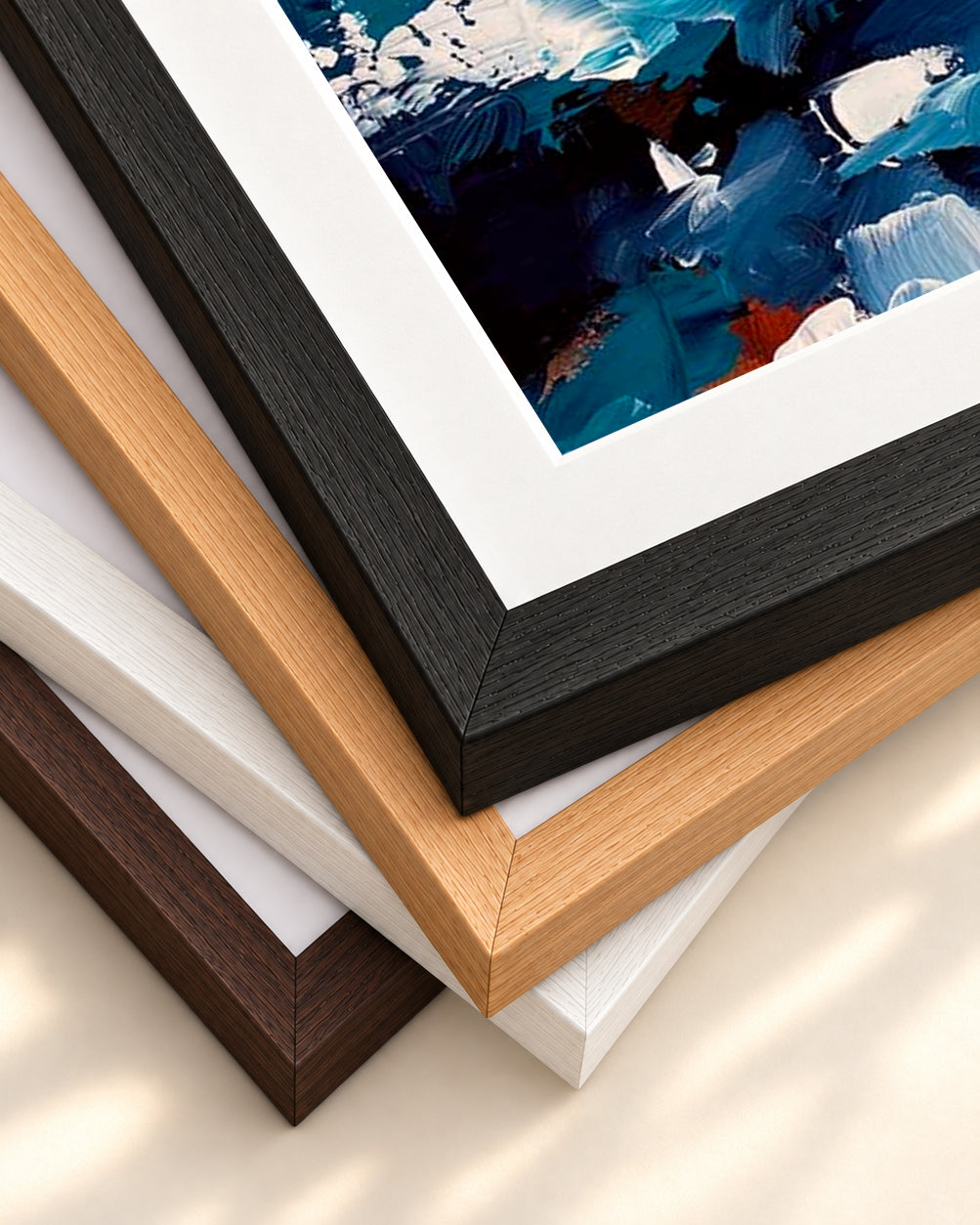 Abstract 494 Art Print — framed print corner with 5 cm mount and bevel