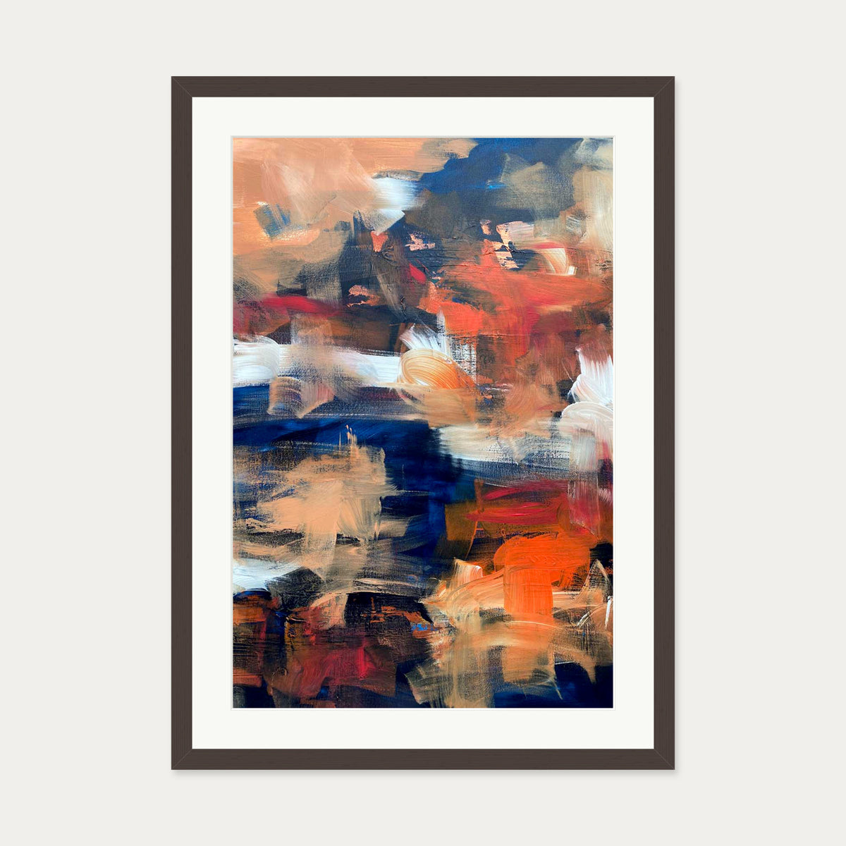 Abstract 495 Art Print — 50 x 70 cm — Brown Frame