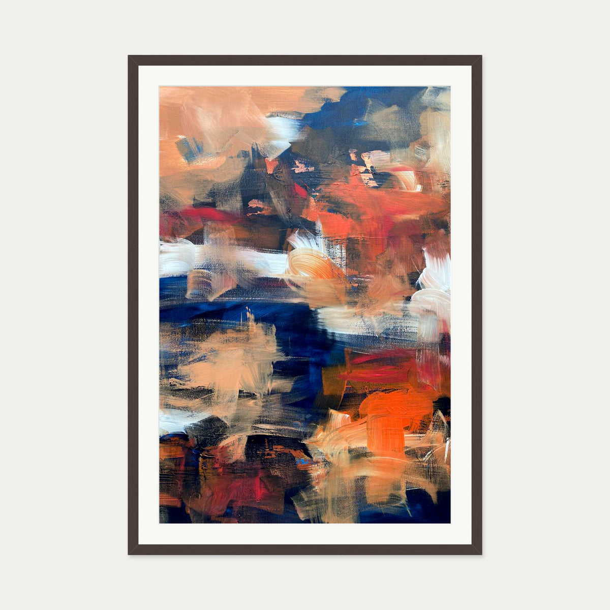 Abstract 495 Art Print — 70 x 100 cm — Brown Frame