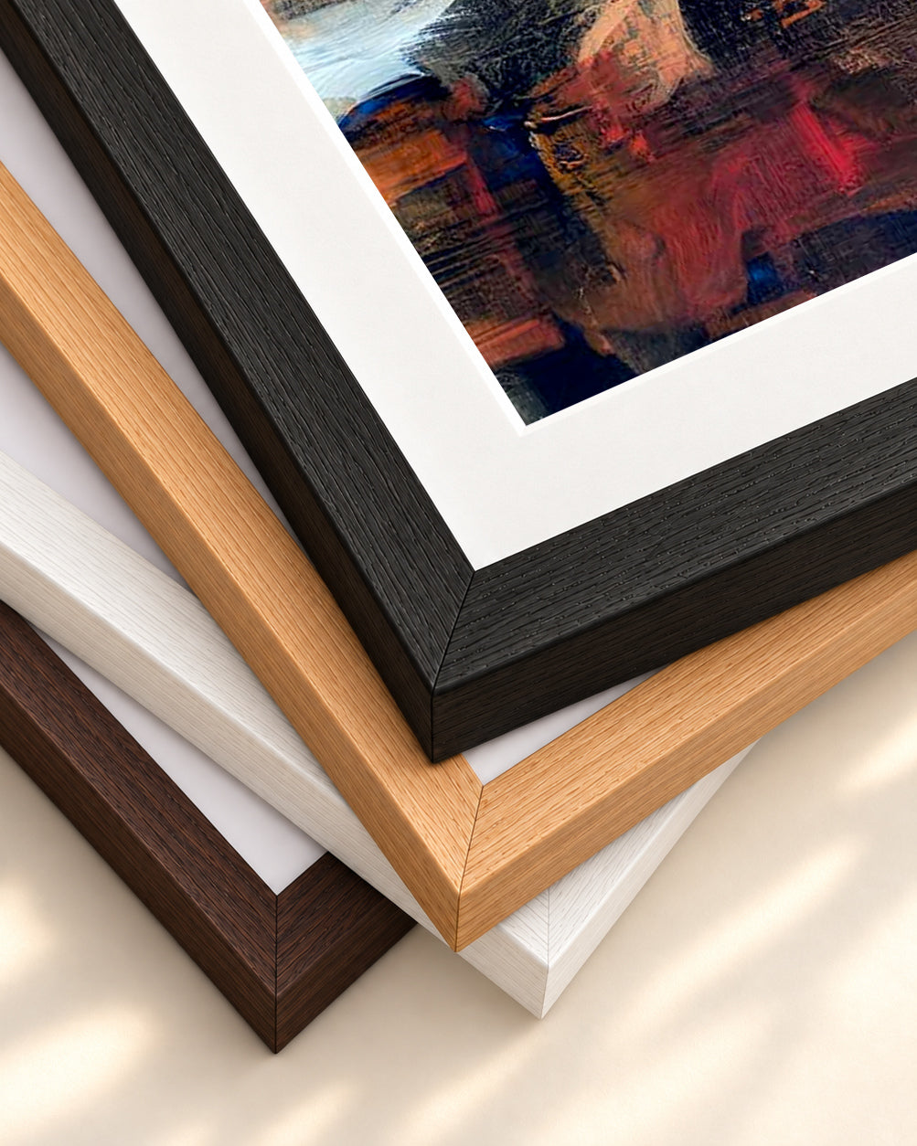 Abstract 495 Art Print — framed print corner with 5 cm mount and bevel