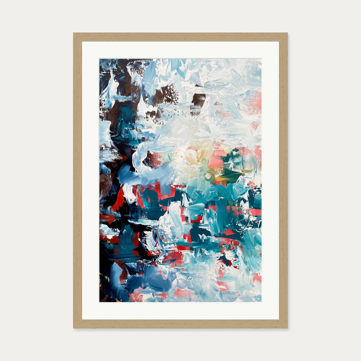 Abstract 496 Art Print — 50 x 70 cm — Oak Frame