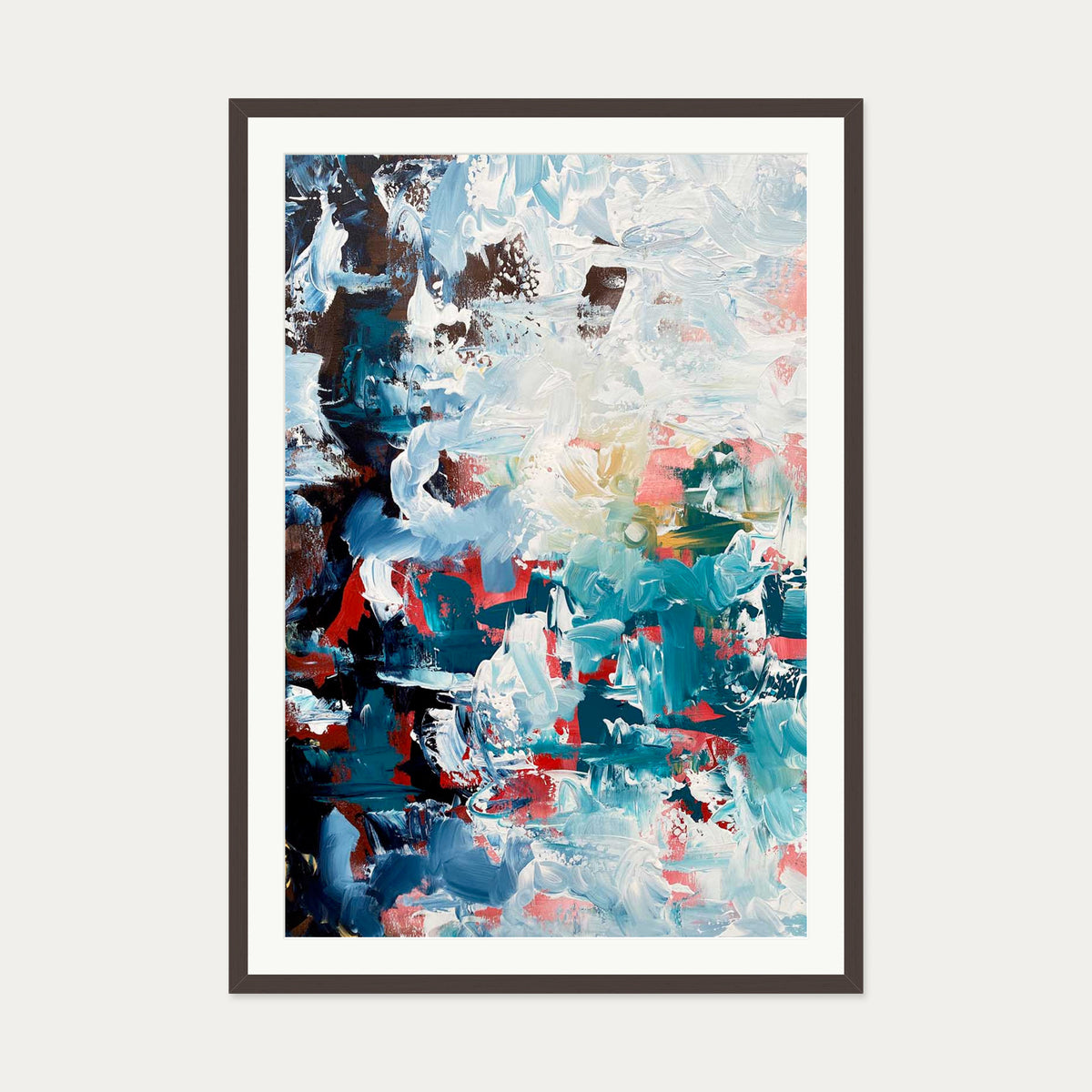 Abstract 496 Art Print — 70 x 100 cm — Brown Frame