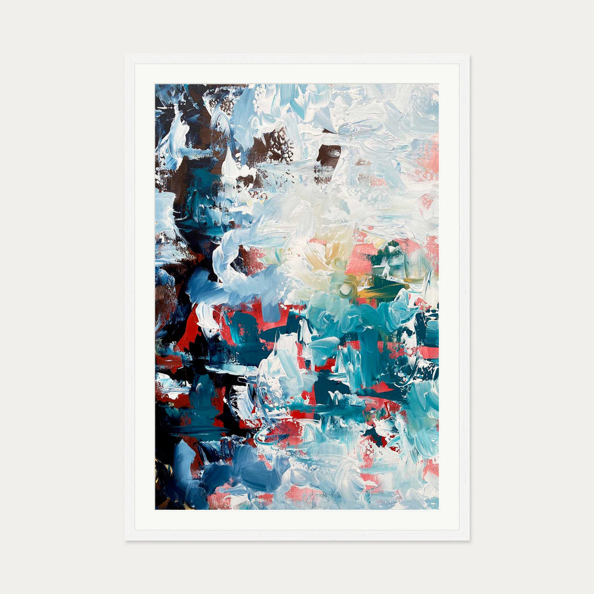Abstract 496 Art Print — 70 x 100 cm — White Frame
