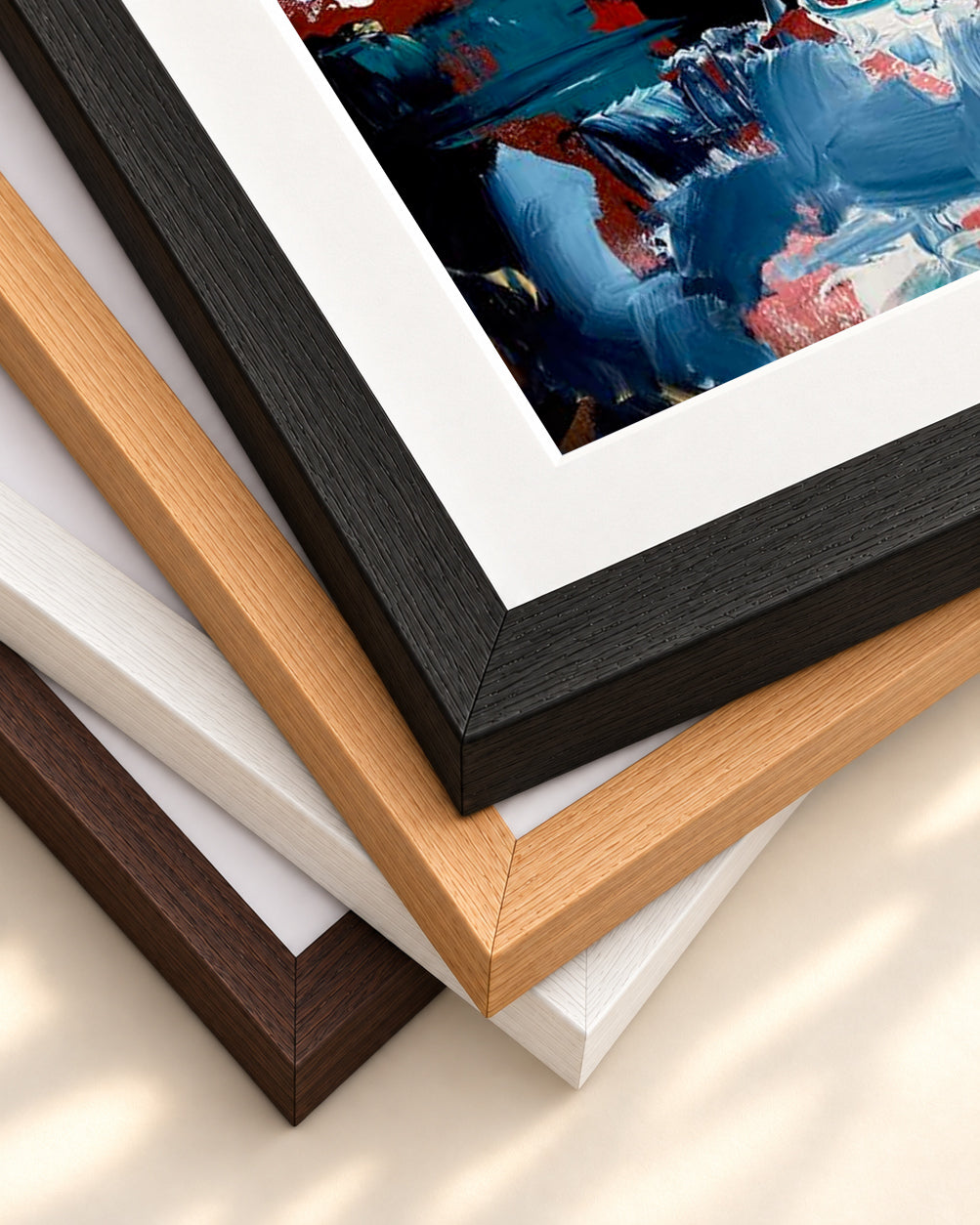 Abstract 496 Art Print — framed print corner with 5 cm mount and bevel