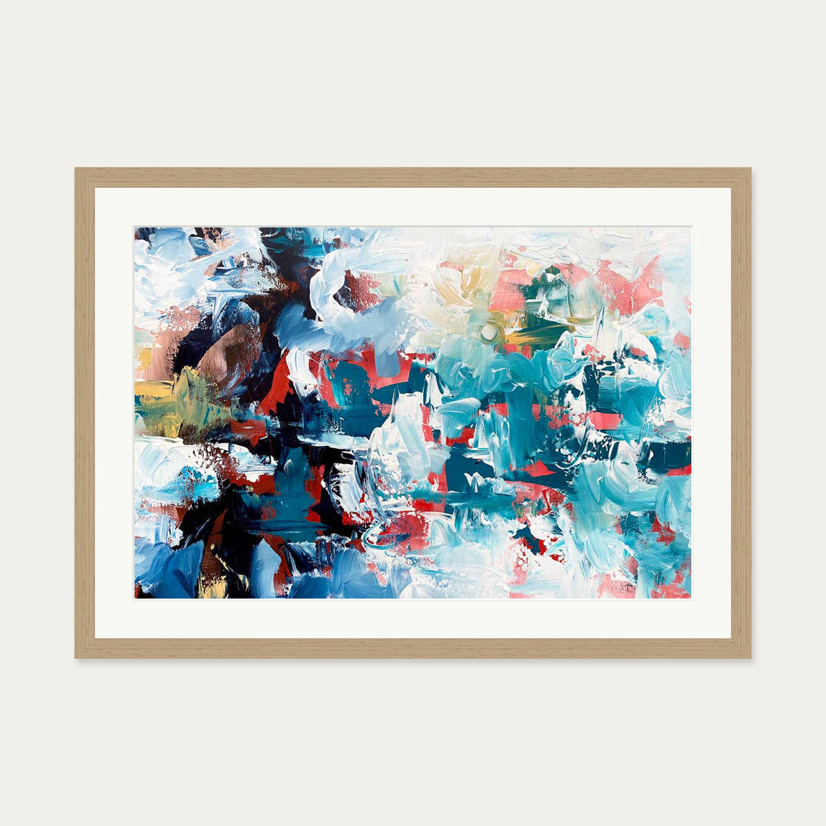 Abstract 498 Art Print — 50 x 70 cm — Oak Frame