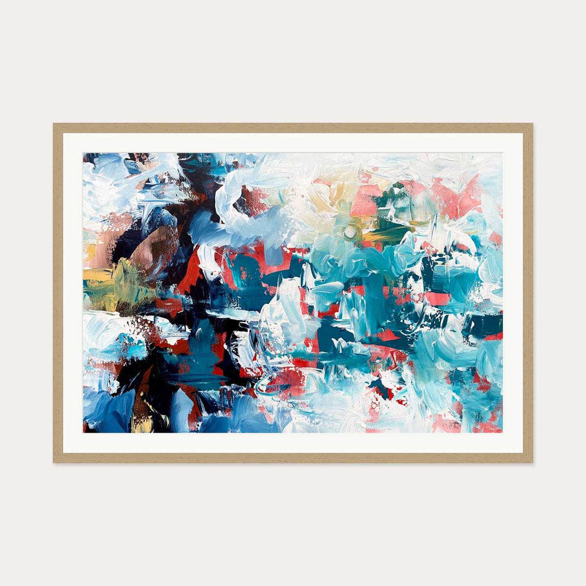Abstract 498 Art Print — 70 x 100 cm — Oak Frame