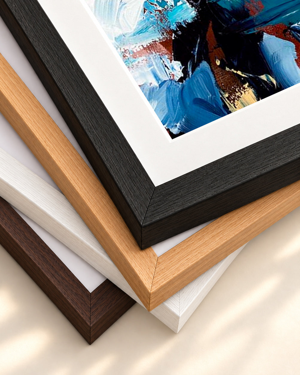 Abstract 498 Art Print — framed print corner with 5 cm mount and bevel